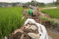 Masyarakat direkrut menjadi pekerja di irigasi yang dibuat BWSS V Sumbar. (Dok : Istimewa)