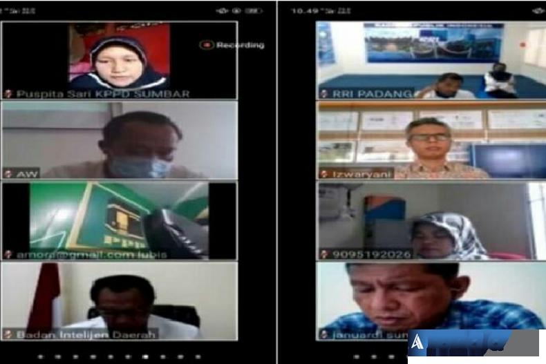 Suasana Webinar KPU Sumbar sesaat sebelum jaringan ini sempat diretashacker beberapa menit, Senin (22/6). (Foto : Can)