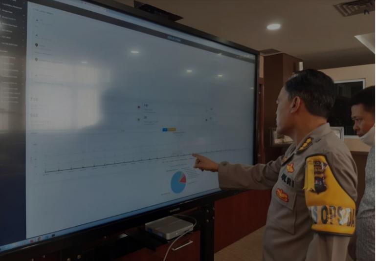 Irwasda Polda SumbarKombes K Rahmadi saat melihat tampilan aplikasiE-DUMAS di Mapolda Sumbar, Sabtu (11/7) (Dok : Istimewa)