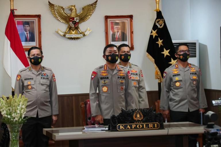Kapolri Jenderal Idham Azis saat rilis akhir tahun Polri 2020 di Gedung Bareskrim Polri, Jakarta Selatan, Selasa (22/12). (Dok : Istimewa)