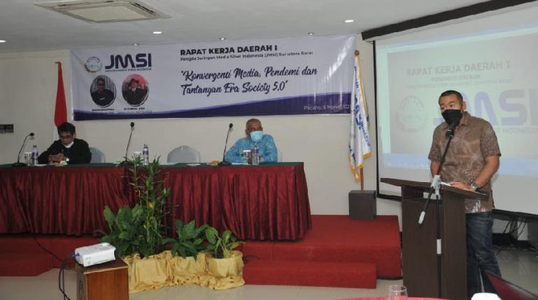 Wakil Gubernur Sumbar, Audy Joinaldy hadir membuka rakerda JMSI Sumbar, Sabtu (6/3). (Dok : Istimewa)