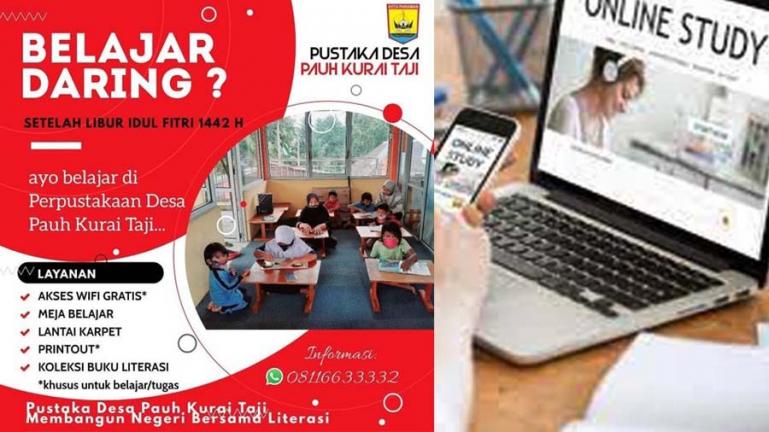Pustaka Daring di Desa Pauh Kuraitaji, Pariaman. (Dok : Isrimewa)