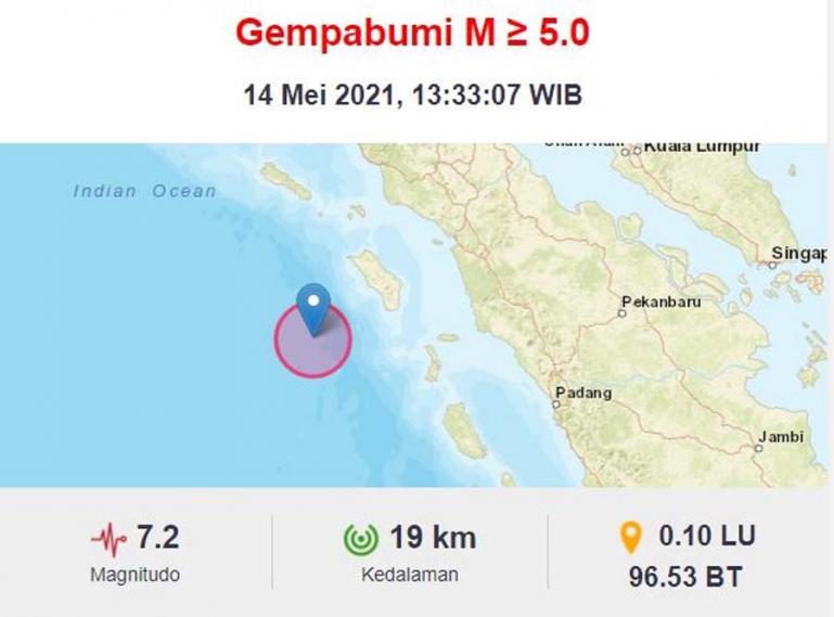 ilustrasi gempabumi yang mengguncang Kabupaten Nias Barat, Jumat siang (14/5). (Dok : Istimewa)