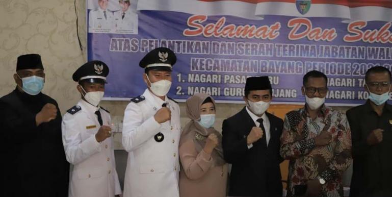 Wakil Bupati Pessel, Rudi Hariyansyah menghadiri pelantikan empat orang wali nagari di Kecamatan Bayang, Kamis (22/7). (Dok : Istimewa)