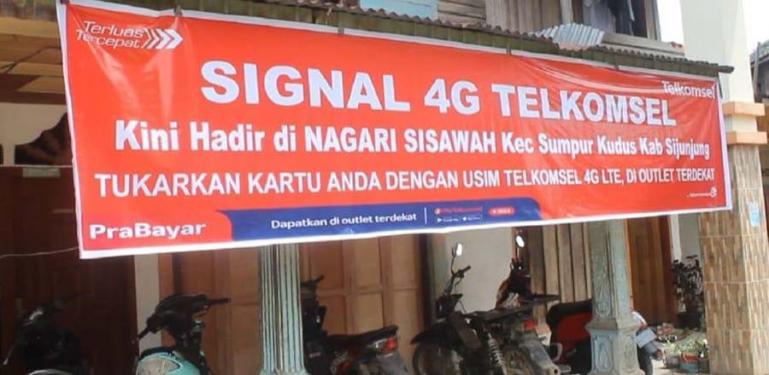 Tower BTS Telkomsek telah hadir di Nagari Sisawah, Kabupaten Sijunjung, menjadikan nagari ini tidak lagi blankspot. (Dok : Istimewa)