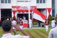 Wali Kota Pariamam, Genius Umar saat memimpin upacara bendera pengibaran Merah Putih saat peringatan HUT RI ke-76 tahun, Selasa (17/8). (Dok : Istimewa)