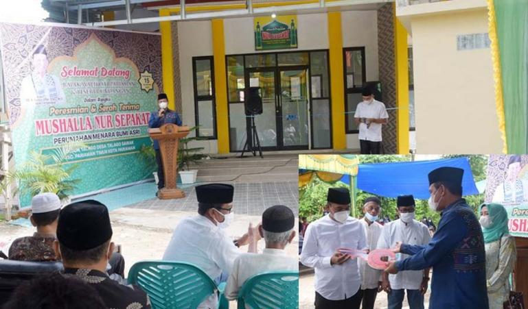 Genius Umar resmikan penggunaan Musala Nur Sepakat, Perumahan Menara Bumi Asri, Desa Talago Sariak, Minggu sore (15/8). (Dok : Istimewa)