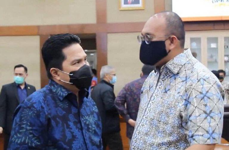 Anggota DPR RI, Andre Rosiade bersama Menteri BUMN, Erick Thohir, di DPR RI, Senin (30/8) lalu. (Dok : Istimewa)