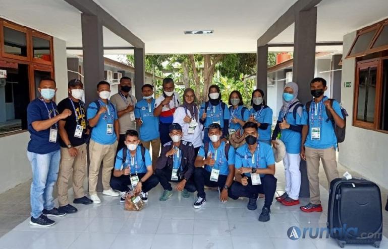 Tim Takraw Sumatera Barat saat berada di Kota Jayapura jelang pertandingan PON XX Papua 2021, Minggu (26/9). (Foto : Can)