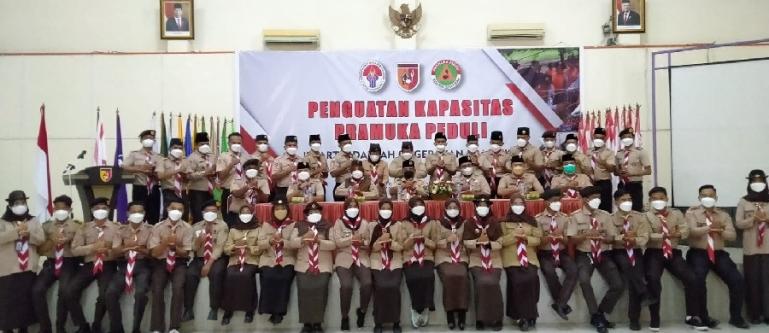 Para peserta pembekalan penguatan kapasitas Pramuka Peduli yang diadakan Kwarda 03 Gerakan Pramuka Sumbar, Minggu (28/11). (Dok : Istimewa)