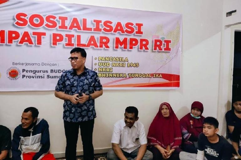 Para atlet, pelatih dan pengurus Budhokai Sumbar saat sosialisasi 4 Pilar MPR RI di Padang, Kamis siang (23/12). (Dok : Istimewa)
