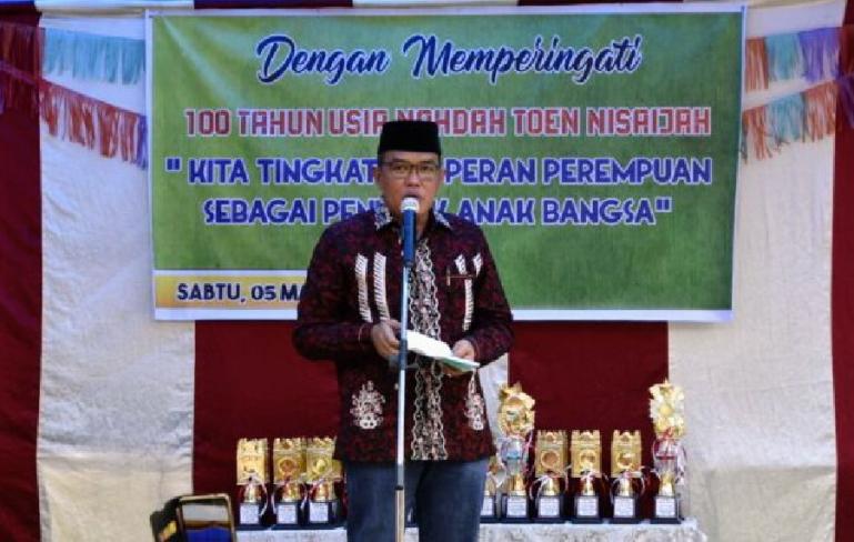 Ketua DPRD Sumbar, Supardi beri sambutan di acara peringatan 100 tahun Ponpes Nahda, Kabupaten Limapuluh Kota, Sabtu (5/3). (Dok : Istimewa)