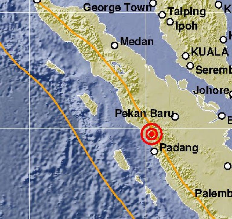 Peta kejadian gempabumi yang menguncang Kota Bukittinggi pada Senin subuh (5/4). (Dok : Istimewa)