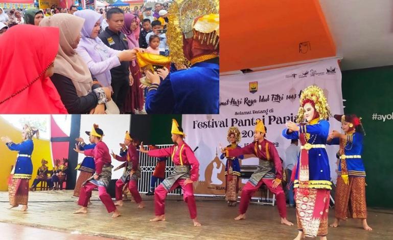 Salah satu penampilan tari dari siswa SMA 1 Pariaman di acara Festival Pantai Pariaman 2022, Minggu (8/5) pagi. (Dok : Istimewa)