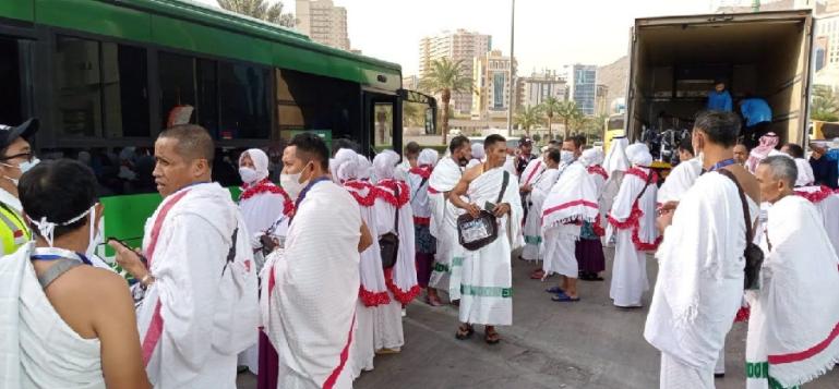 Penyambutan kedatangan jamaah kloter 23 Embarkasi Jakarta - Pondok Gede di Jeddah. (Dok : Istimewa)