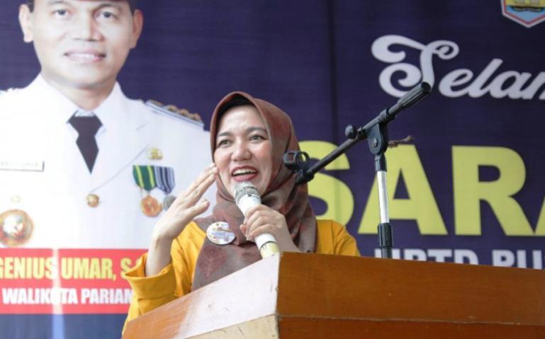 Ketua TP PKK Kota Pariaman, Lucyanel Genius ketika beri sambutan saat membuka Expo Sehat yang digelar di Puskesmas Kuraitaji, Sabtu (5/7). (Dok : Istimewa)