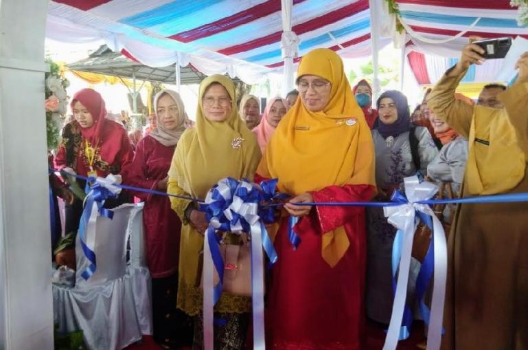 Kadis Dinas Kelautan dan Perikanan Sumbar Dr Ir Desniarti MM didampingi Wakil Ketua Forikan Sumbar ibu Lina Hansastri di pelataran parkir kantor Gubernur Sumbar, Selasa (27/9). (Dok : Istimewa)