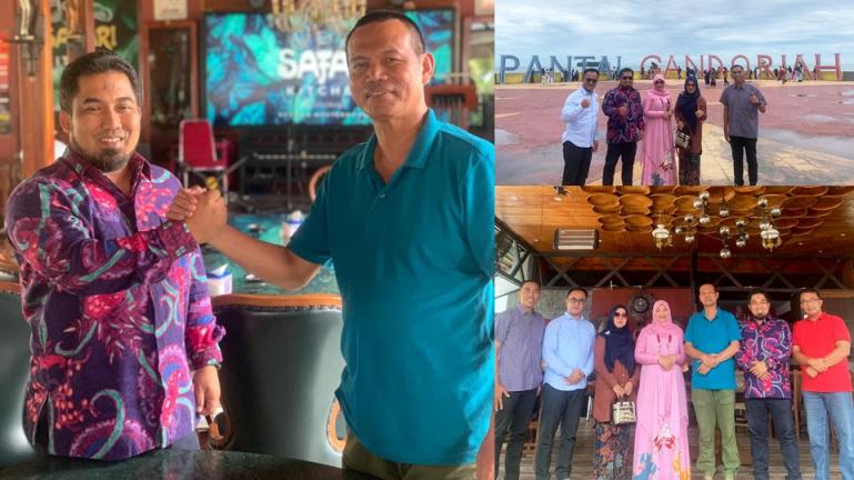 Bupati Aceh Besar berkunjung ke Kota Wisata Pariaman dan ditemui langsung oleh Wali Kota Pariaman, Genius Umar didampingi Kadis Pariwisata dan Kebudayaan Kota Pariaman, Dwi Marhen Yono, Sabtu (3/9). (Foto : Istimewa)