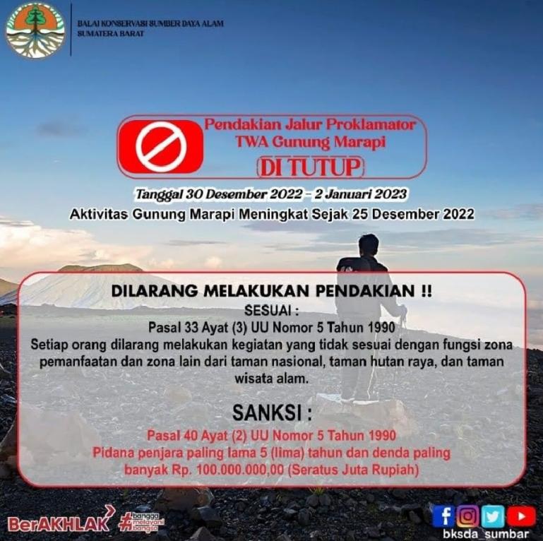 Imbauan BKSDA Sumbar. (Dok : Istimewa)