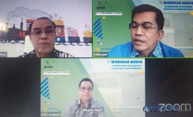 Tangkapan layar Webinar Medis The Importance of Magnesium Effervescent During Pregnancy yang diadakan AYani Women and Children Clinic, Sabtu (10/12). (Foto : Fajril)