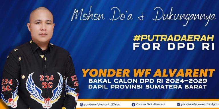 Bakal calon DPD RI Dapil Sumbar, Yonder WF Alvarent. (Dok : Istimewa)