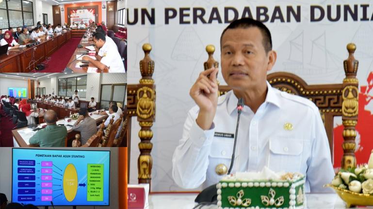 Wali Kota Pariaman, Genius Umar, ketika memimpin Rapat Kerja Lintas Sektor dan Mitra Kerja dalam Percepatan Penurunan Stunting Kota Pariaman Tahun 2023, bertempat diruang rapat walikota, Balaikota Pariaman, Rabu (8/3). (Sumber : Istimewa)
