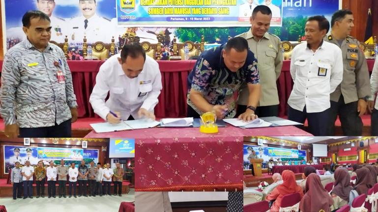 Pemerintah Kota Pariaman teken kerjasama dengan Politeknik PU (Pekerjaan Umum) Semarang, terkait dengan program unggulan Kota Pariaman SAGA SAJA (Satu Keluarga Satu Sarjana), bertempat di Aula Balaikota Pariaman, Kamis (9/3/2023). (Sumber : Istimewa)