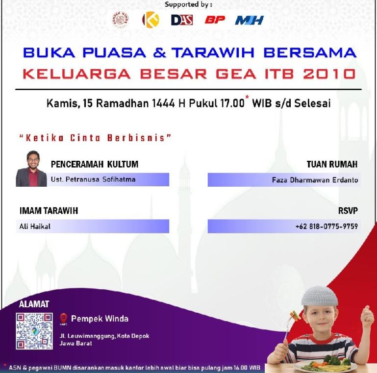 Leaflet buka puasa dan tarawih bersama yang diadakan GEA