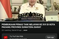 Tangkapan layar tayangan live streaming Menko Perekonomian RI, Airlangga Hartarto saat membuka Penas Tani XVI 2023 di Sumbar, Sabtu (10/6). (Dok : Istimewa)
