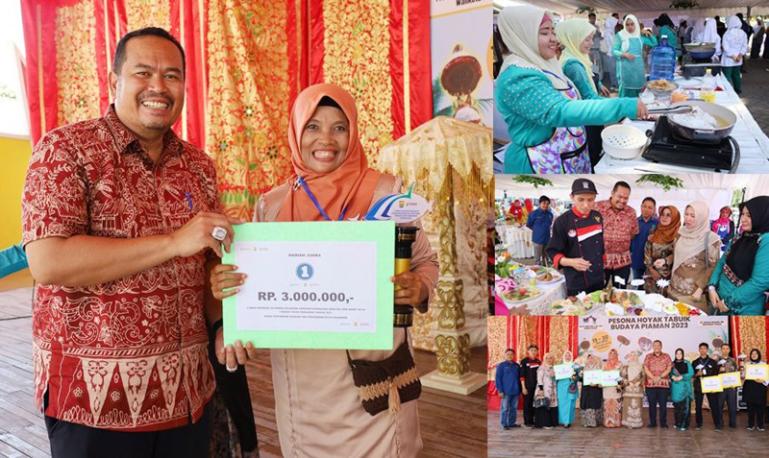 Sekko Pariaman, Yota Balad serahkan piagam kepada utusan Desa Kampung Baru yang juara 1 pada lomba masak berbahan ikan, Kamis (27/7). (Dok : Istimewa)