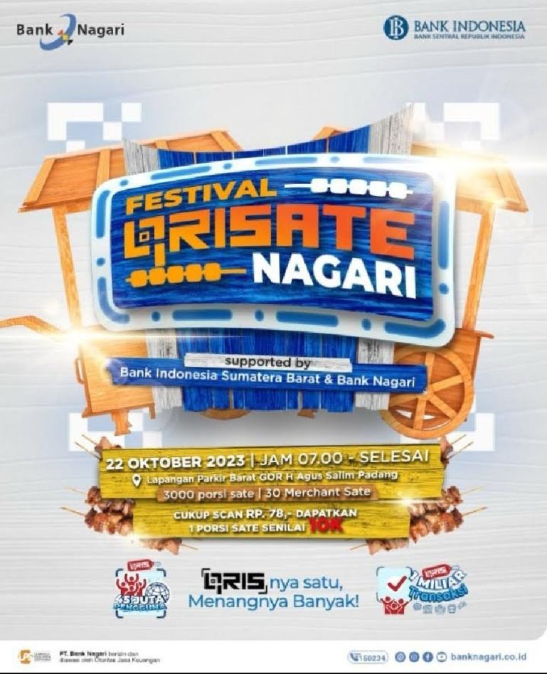Flyer Festival QRISATE kolaborasi Bank Nagari dan KPW BI Sumbar. (Dok : Istimewa)