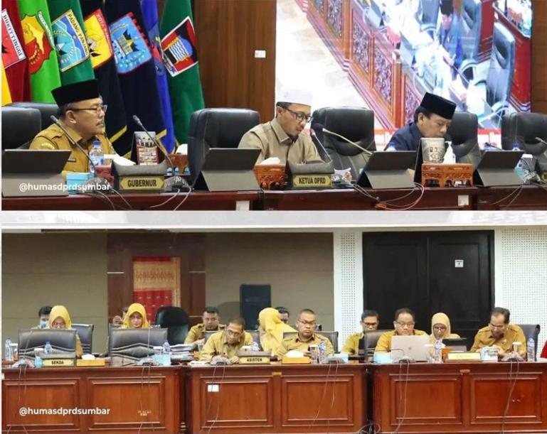 Ketua DPRD Sumbar Supardi pimpin Rapat paripurna penyampaian pandangan umum fraksi-fraksi DPRD Sumbar tentang rancangan Perda APBD tahun 2024. (Dok : Istimewa)