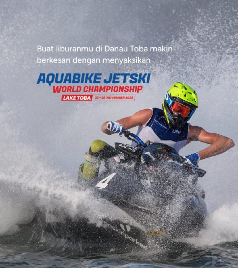 Flyer Grand Prix Aquabike Jetsky World Championship 2023 di Danau Toba. (Dok : Istimewa)