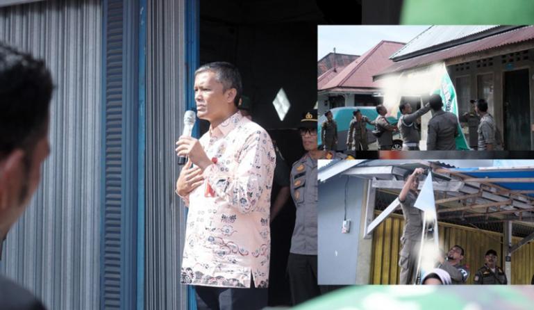 Pj Wali Kota Pariaman, Roberia pimpin apel gabungan penertiban baliho dan spanduk caleg di Kantor Bawaslu Kota Pariaman, Kamis (16/11). (Dok : Istimewa)