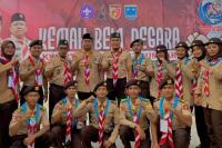 Kontingen Pramuka Kota Pariaman bersama Ketua Kwarda 03 Gerakan Pramuka Sumbar, Audy Joinaldi dalam kegiatan KBN 2023 tingkat Sumbar, di Mentawai. (Dok : Istimewa)