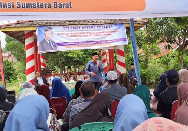 Anggota DPRD Sumbar dari Fraksi PAN Maigus Nasir mengadakan sosialisasi Perda no 9 tahun 2018 tentang Fasilitasi Pencegahan Penyalahgunaan Narkotika Psikotropika dan Zat Adiktif, Sabtu (9/13). (Dok : Istimewa)