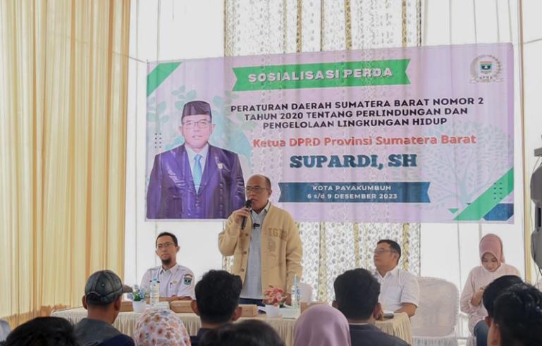 Ketua DPRD Sumbar, Supardi saat sosialisasi Perda Nomor 2 Tahun 2020, di Kota Payakumbuh, Rabu (6/12).  (Dok : Istimewa)