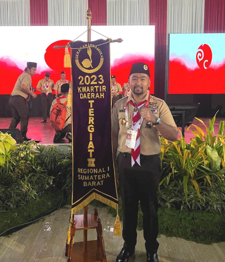 Ketua Kwarda Sumbar, Kak Audy Joinaldy, saat Musyawarah Nasional XI Gerakan Pramuka di Balee Meuseuraya Aceh, Banda Aceh, Sabtu (2/12). (Dok : Istimewa)