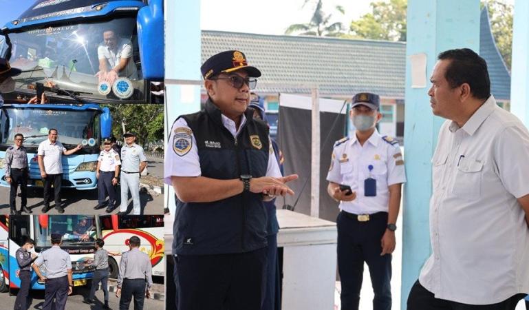 Sekko Pariaman Yota Balad saksikan inspeksi keselamatan AKDP dan AKAP di Terminal Tipe A Jati Pariaman, Rabu (20/3). (Dok : Istimewa)