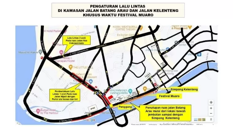 Rekayasa lalu lintas selama Festival Muaro Padang. Facebook/Diskominfo Kota Padang