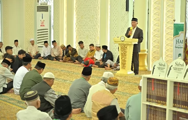 Gubernur Sumbar, Mahyeldi saat menghadiri Halal Bihalal Syarikat Islam Sumbar di Padang, Minggu (21/4/2024) lalu.