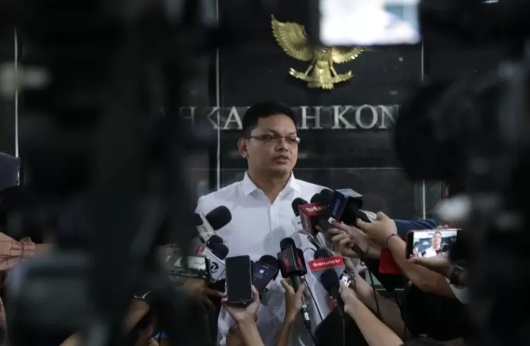 Kepala Biro Hukum dan Administrasi Kepaniteraan MK Fajar Laksono saat memberikan keterangan.Humas Mahkamah Konstitusi