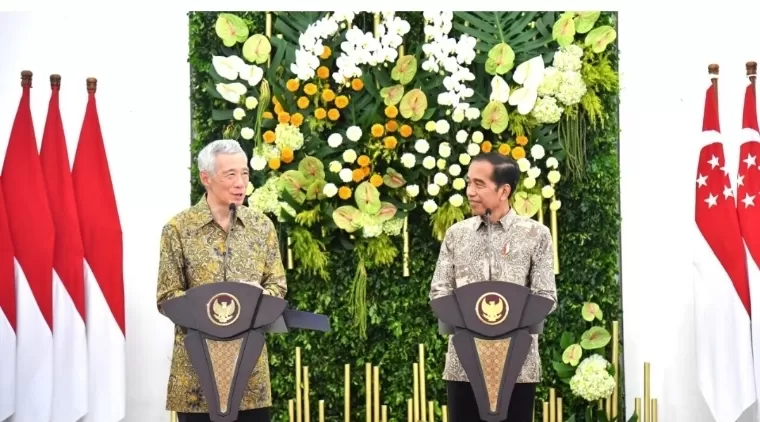 Presiden Joko Widodo dan Perdana Menteri (PM) Singapura Lee Hsien Loong  di Istana Kepresidenan Bogor, Senin (29/4/2024). BPMI Setpres