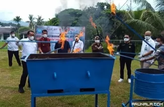 BNNP Sumbar Musnahkan Barang Bukti Ganja Seberat 141 Kg