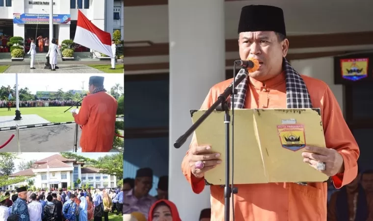 Sekko Pariaman, Yota Balad bacakan pidato Menteri Pendidikan, Kebudayaan, Riset, dan Teknologi (Mendikbubristek) RI, Nadiem Anwar Makarim, halaman Balaikota Pariaman, Kamis (2/5/2024).(dok : istimewa)