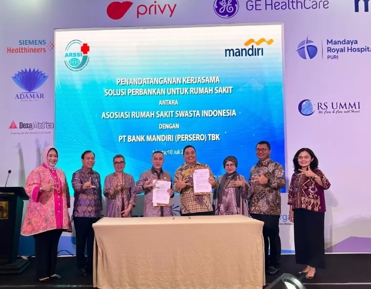 Penandatanganan Kerja Sama Solusi Perbankan untuk Rumah Sakit antara Asosiasi Rumah Sakit Swasta Indonesia dengan PT Bank Mandiri (Persero) Tbk di Jakarta, Rabu (10/7/2024). Dok Bank Mandiri