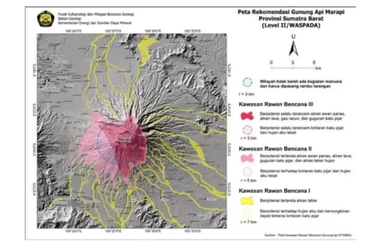 Aktivitas Gunung Marapi sampai dengan 1 Juli 2024 terjadi penurunan status dari level III ke level II. IST