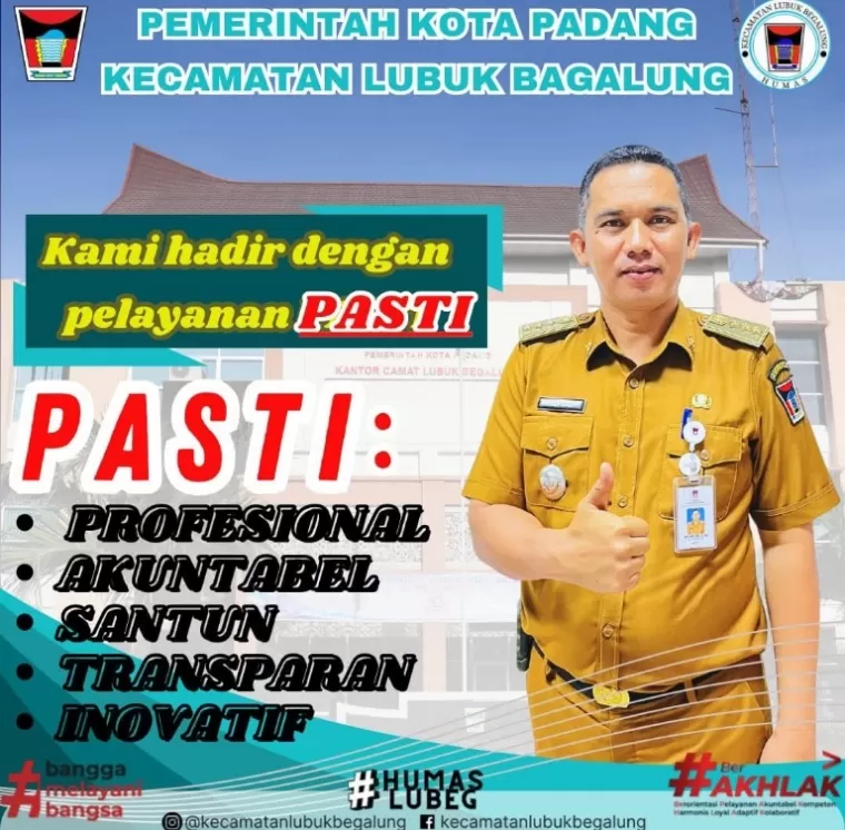 Camat Lubeg Andi Amir dengan motto pelayanan publik di kecamatannya. (dok : istimewa)