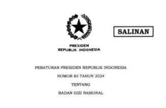 Inilah Perpres 83 Tahun 2024 tentang Badan Gizi Nasional