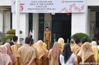 Di Apel Pagi Roberia Ajak Pegawai Pemko Periaman Bekerja Sesuai Amanah